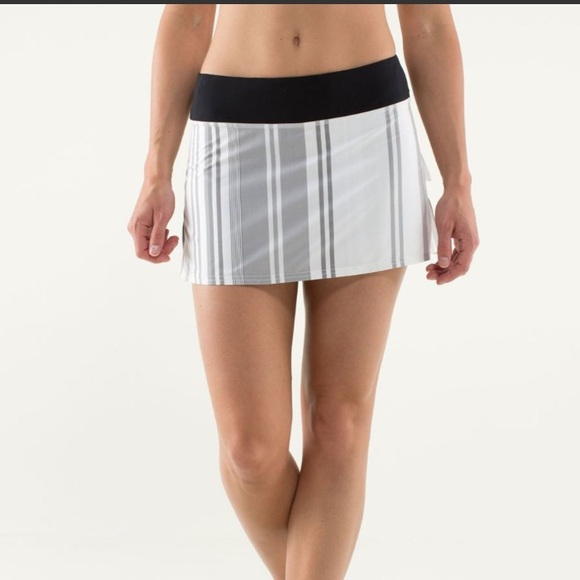 Lululemon Run: Pace Setter Skirt 8 Tall Groovy Stripe Nimbus / Black - Picture 2 of 10